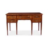 A GEORGE III STYLE SATINWOOD CROSSBANDED MAHOGANY SIDEBOARD