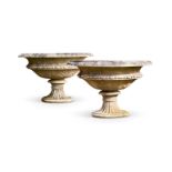 A LARGE PAIR OF MARBLE PEDESTAL TAZZA, 19TH CENTURY