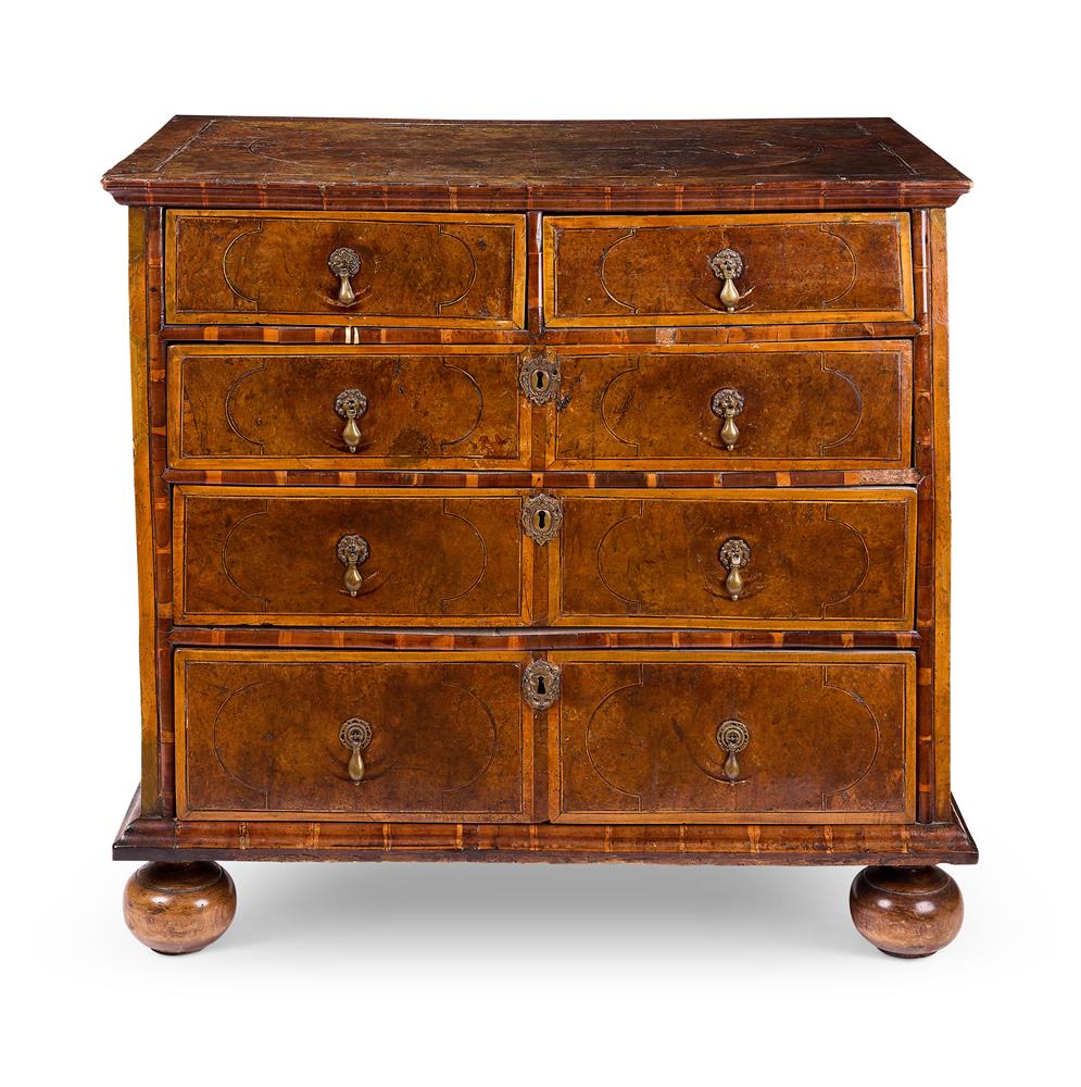 A WILLIAM AND MARY WALNUT , YEWWOOD AND FRUITWOOD CHEST LATE 17TH CENTURY