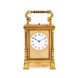 A FRENCH LACQUERED-BRASS CARRIAGE CLOCK LATE 19TH CENTURY