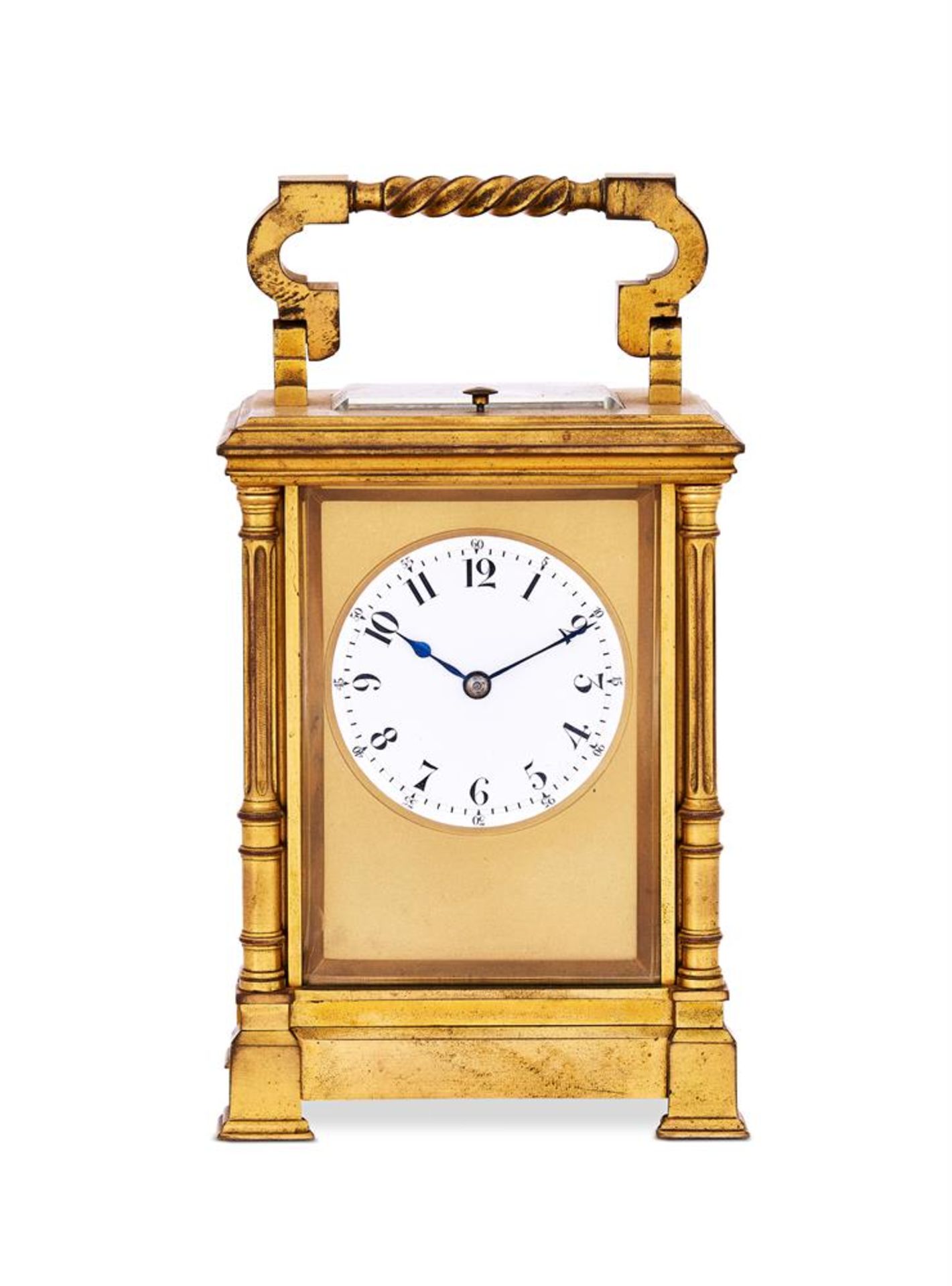 A FRENCH LACQUERED-BRASS CARRIAGE CLOCK LATE 19TH CENTURY