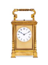 A FRENCH LACQUERED-BRASS CARRIAGE CLOCK LATE 19TH CENTURY