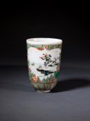 A CHINESE FAMILLE VERTE 'FISHERMAN' BEAKER, QING DYNASTY