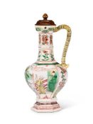A CHINESE FAMILLE VERTE HEXAGONAL EWER, QING DYNASTY