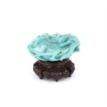 A CHINESE TURQUOISE SMALL 'BIRDS AND NEST' BOWL, QING DYNASTY