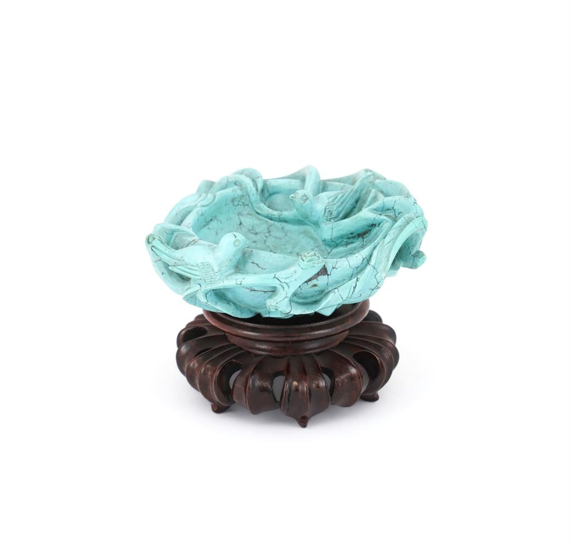 A CHINESE TURQUOISE SMALL 'BIRDS AND NEST' BOWL, QING DYNASTY