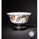 A CHINESE FAMILLE VERTE 'EIGHT HORSES OF MU WANG' BOWL, QING DYNASTY