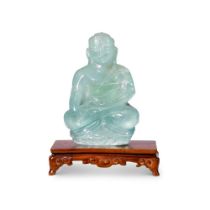 A CHINESE AQUAMARINE SEATED FIGURE OF BUDDHA LATE, QING DYNASTY