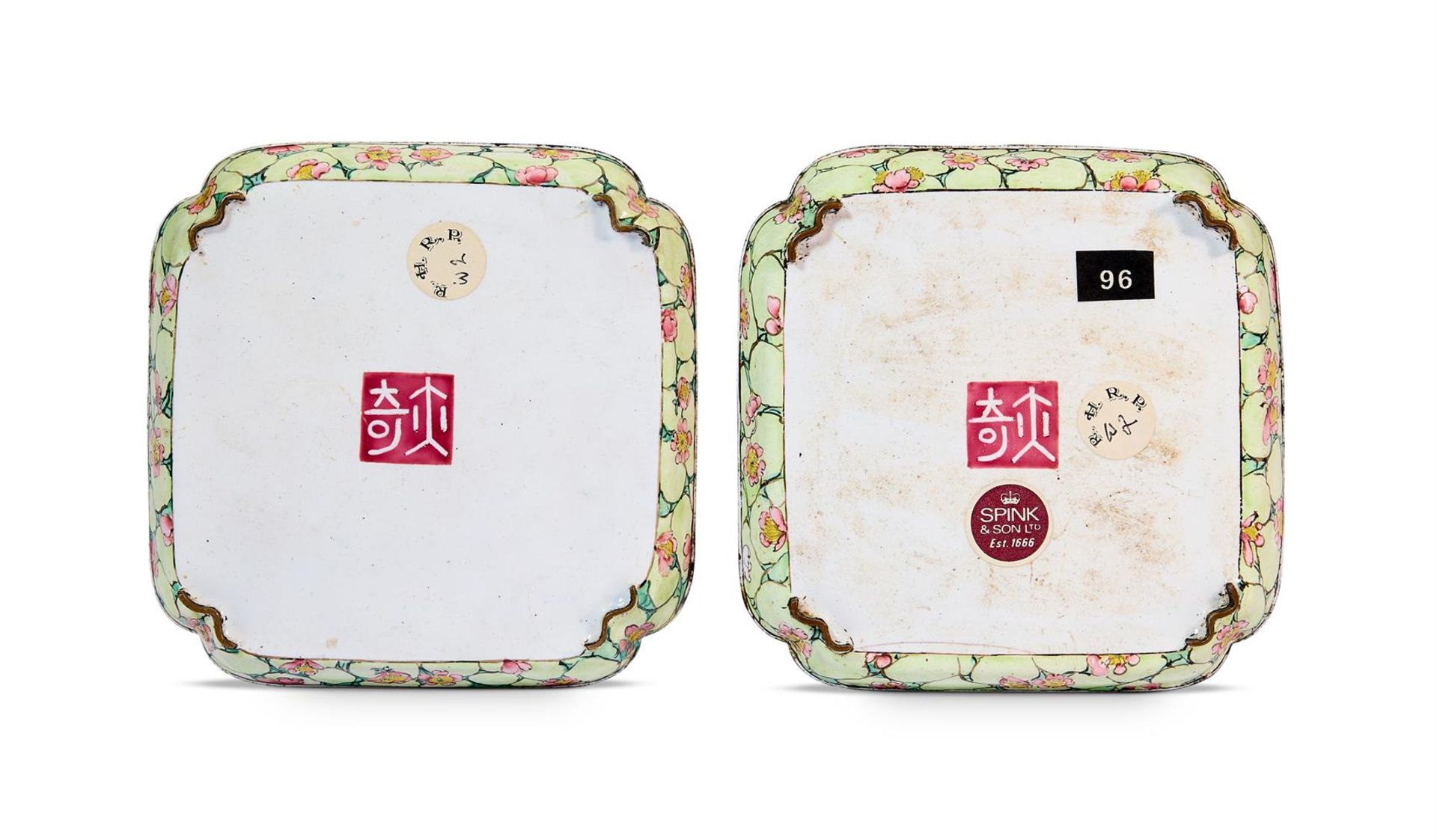A PAIR OF CHINESE CANTON ENAMEL SQUARE DISHES, QING DYNASTY - Image 2 of 7