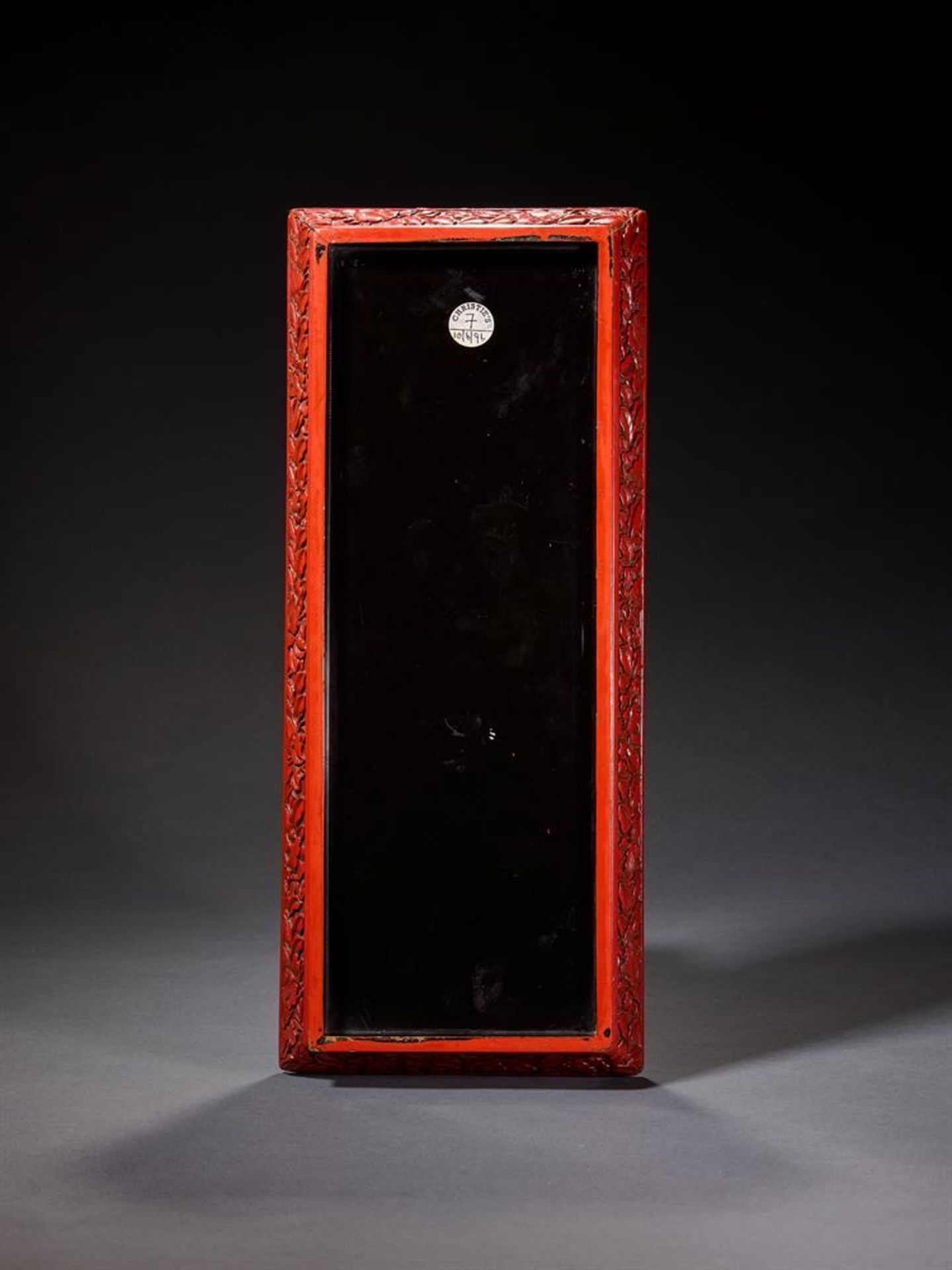 A CHINESE CARVED CINNABAR LACQUER RECTANGULAR SCROLL TRAY, QING DYNASTY - Image 3 of 3