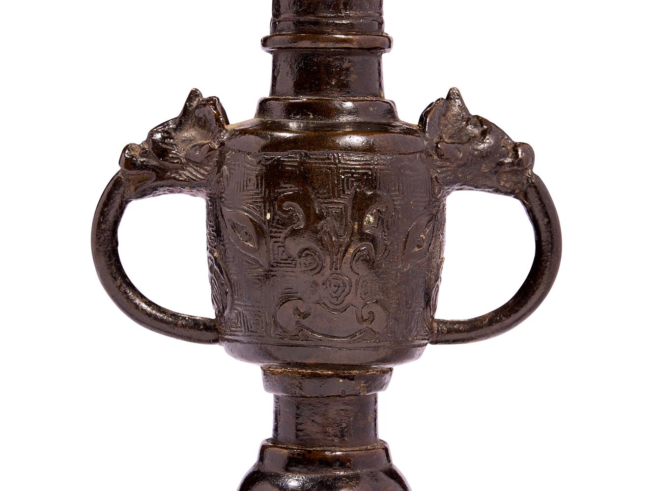 A CHINESE BRONZE GU VASE, MING DYNASTY - Image 2 of 2