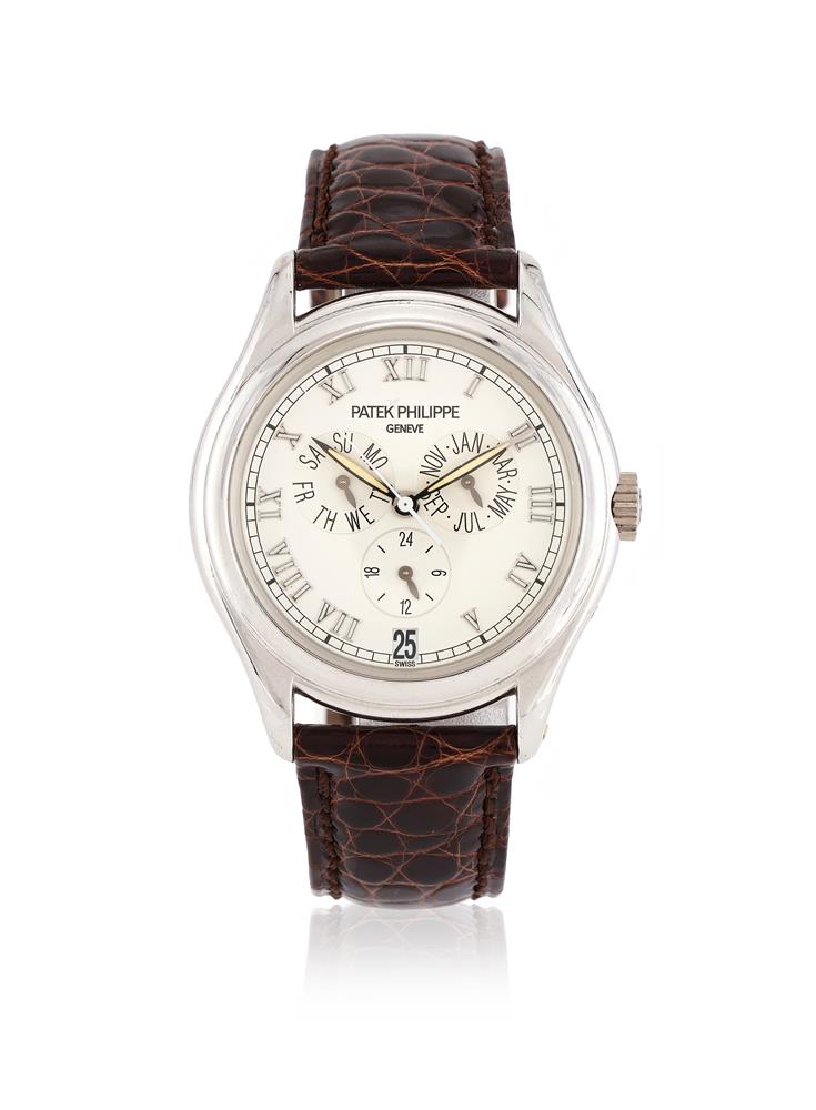 Y PATEK PHILIPPE, ANNUAL CALENDAR, REF. 5035, AN 18 CARAT WHITE GOLD CALENDAR WRISTWATCH