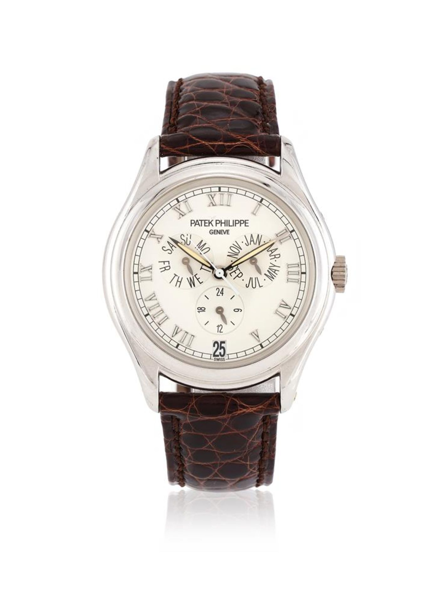 Y PATEK PHILIPPE, ANNUAL CALENDAR, REF. 5035, AN 18 CARAT WHITE GOLD CALENDAR WRISTWATCH