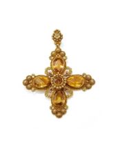 AN EARLY 19TH CENTURY FRENCH CITRINE PENDANT