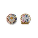 CARTIER, THE 'ELTHAM PALACE' DIAMOND AND GEM SET BROOCHES