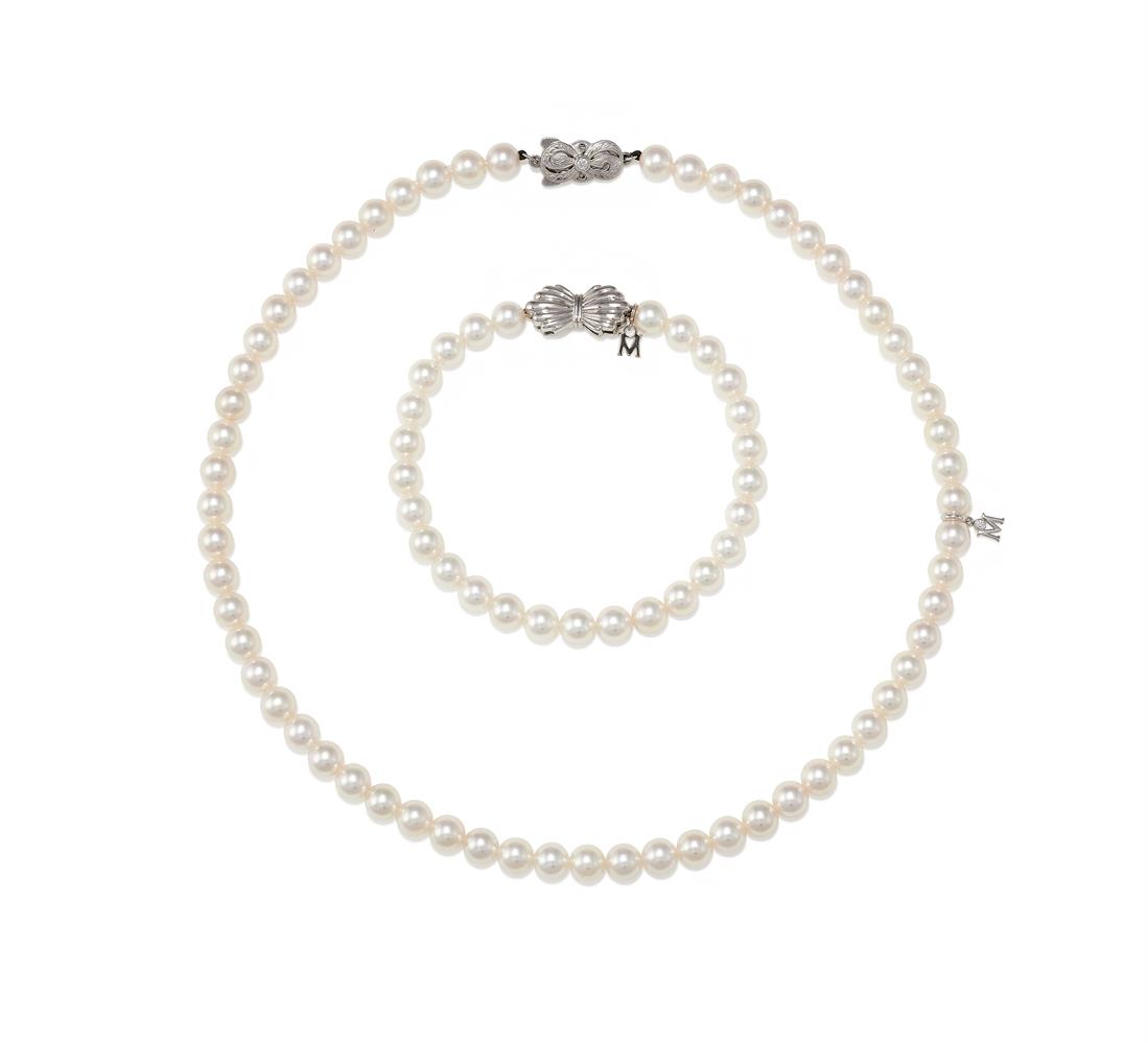 MIKIMOTO, A 'BEST OF THE BEST' CULTURED PEARL NECKLACE AND SIMILAR BRACELET