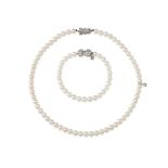 MIKIMOTO, A 'BEST OF THE BEST' CULTURED PEARL NECKLACE AND SIMILAR BRACELET