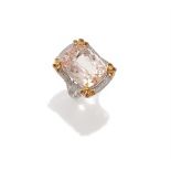 A MORGANITE, PINK SAPPHIRE AND DIAMOND DRESS RING