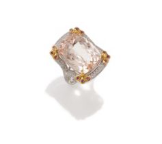 A MORGANITE, PINK SAPPHIRE AND DIAMOND DRESS RING