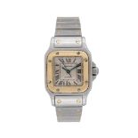 CARTIER, SANTOS, REF. 2423 A LADY'S BI-METAL BRACELET WATCH WITH DATE