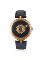 Y VINCENT CALABRESE, SUN-TRAL, A LIMITED EDITION 18 CARAT GOLD JUMP HOUR WRISTWATCH
