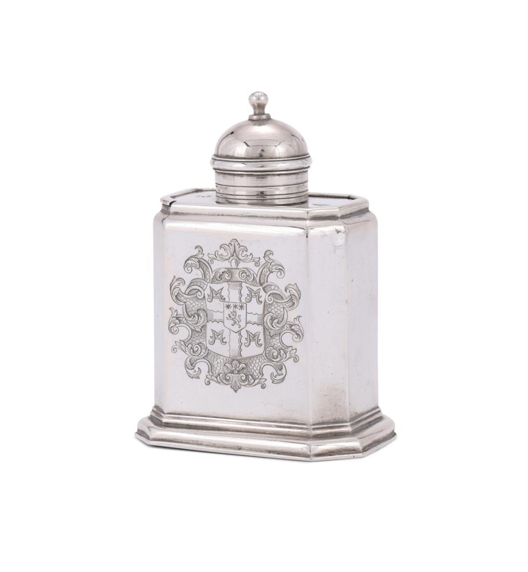 A GEORGE I SILVER BRITANNIA STANDARD TEA CADDY