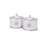 A PAIR OF GEORGE III SILVER OVAL TEA CADDIES