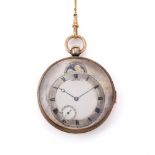 DESOUTTER, A GOLD KEYLESS WIND OPEN FACED REPEATER POCKET WATCH WITH MOON PHASE