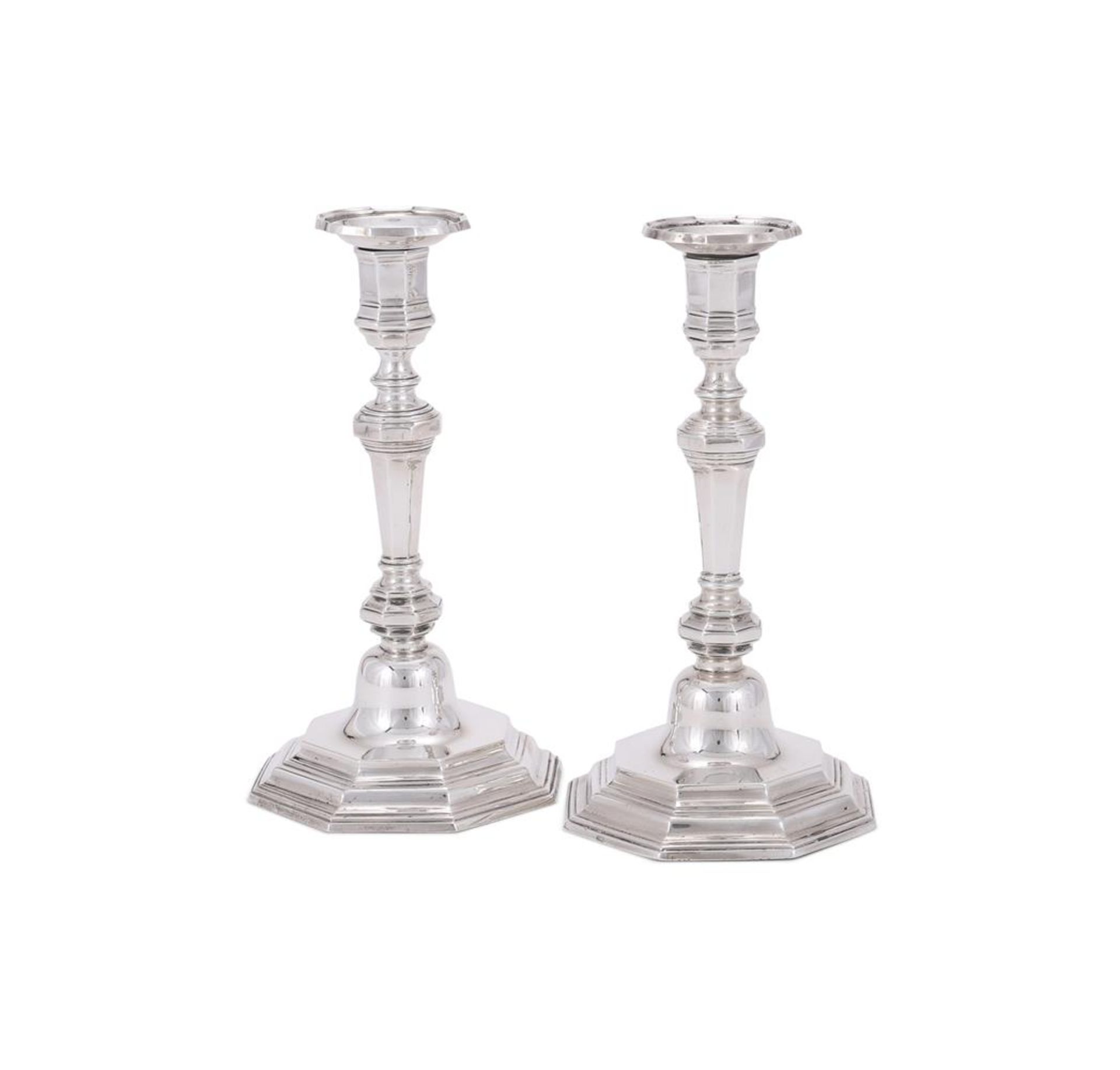 A PAIR OF VICTORIAN SILVER BRITANNIA STANDARD CANDLESTICKS