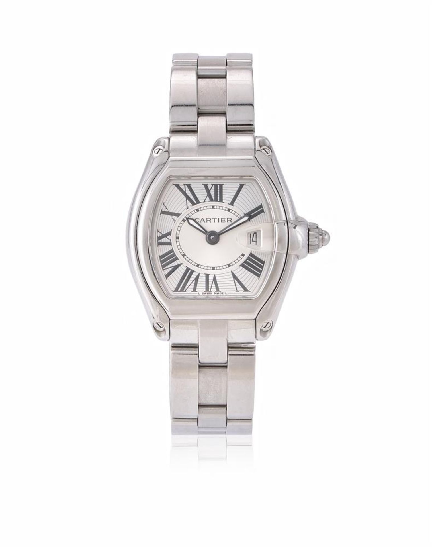 CARTIER, ROADSTER, REF. 2675, A LADY'S STAINLESS STEEL BRACELET WATCH WITH DATE
