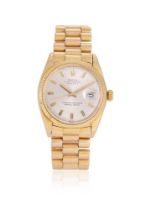 ROLEX, OYSTER PERPETUAL DATEJUST, REF. 1601, AN 18 CARAT GOLD BRACELET WATCH WITH DATE