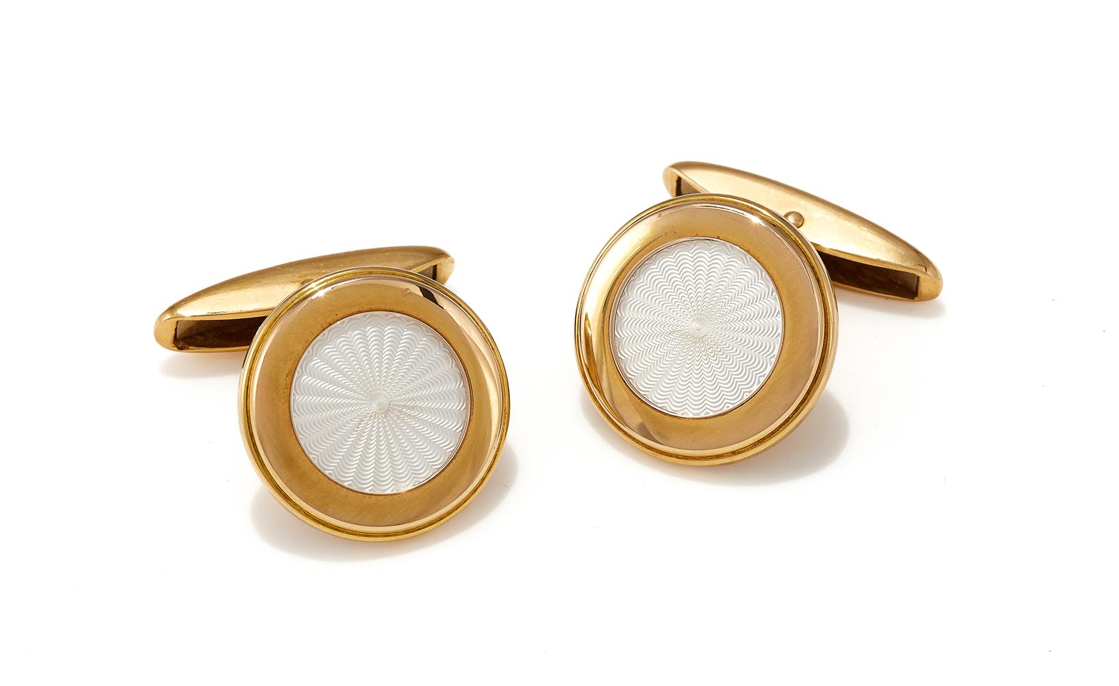 CHOPARD, A PAIR OF ENAMEL CUFFLINKS