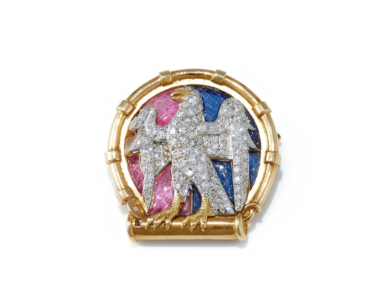 CARTIER, THE 'ELTHAM PALACE' DIAMOND AND GEM SET BROOCHES - Image 2 of 7