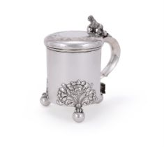 A VICTORIAN SILVER PEG TANKARD OF SCANDINAVIAN TYPE