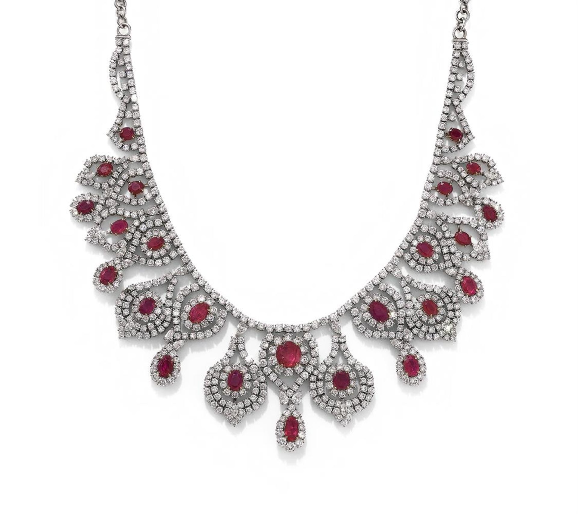 DIANOOR, A RUBY AND DIAMOND NECKLACE AND EARRING SUITE - Bild 2 aus 3