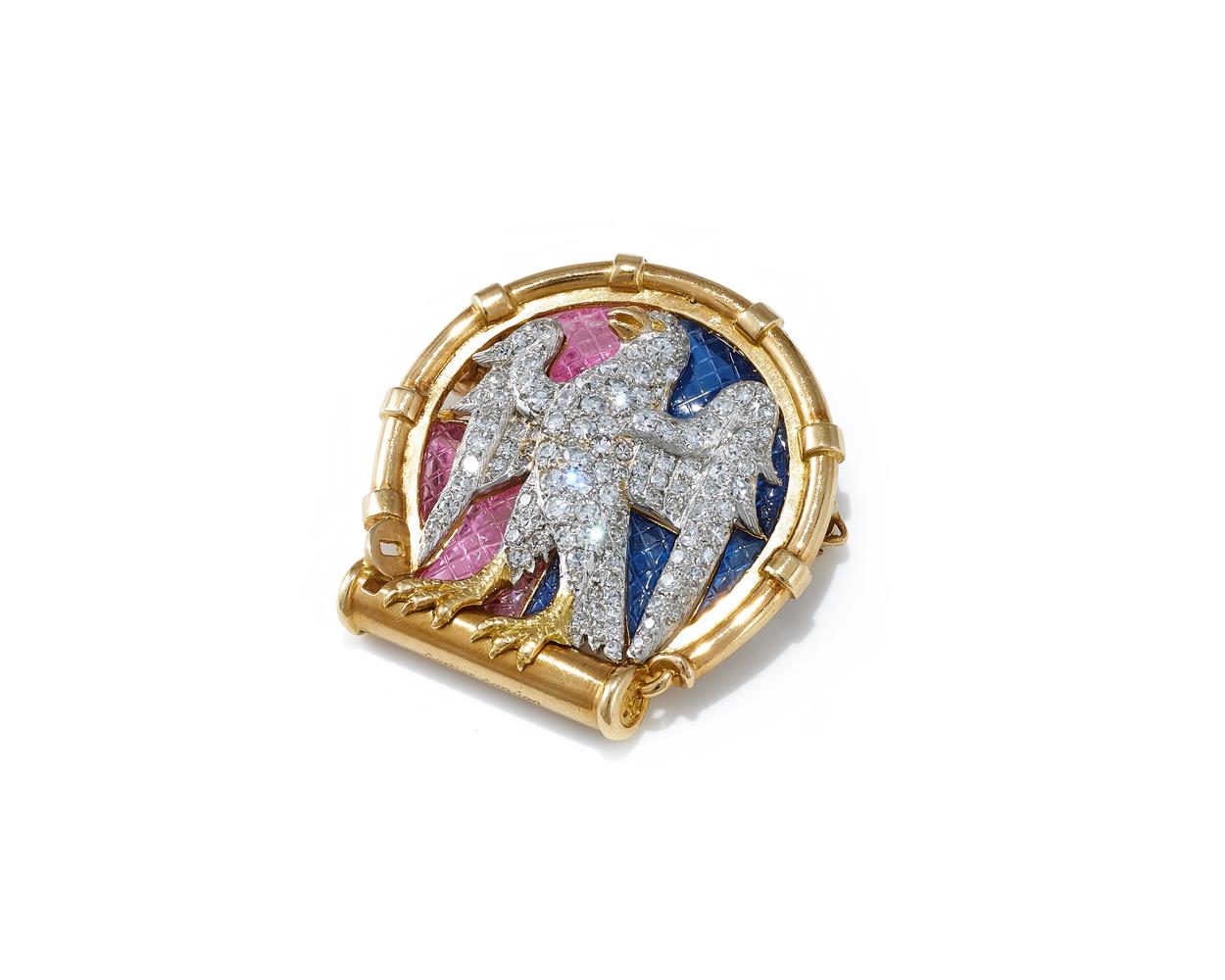 CARTIER, THE 'ELTHAM PALACE' DIAMOND AND GEM SET BROOCHES - Image 3 of 7