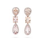 A PAIR OF MORGANITE AND DIAMOND EARRINGS