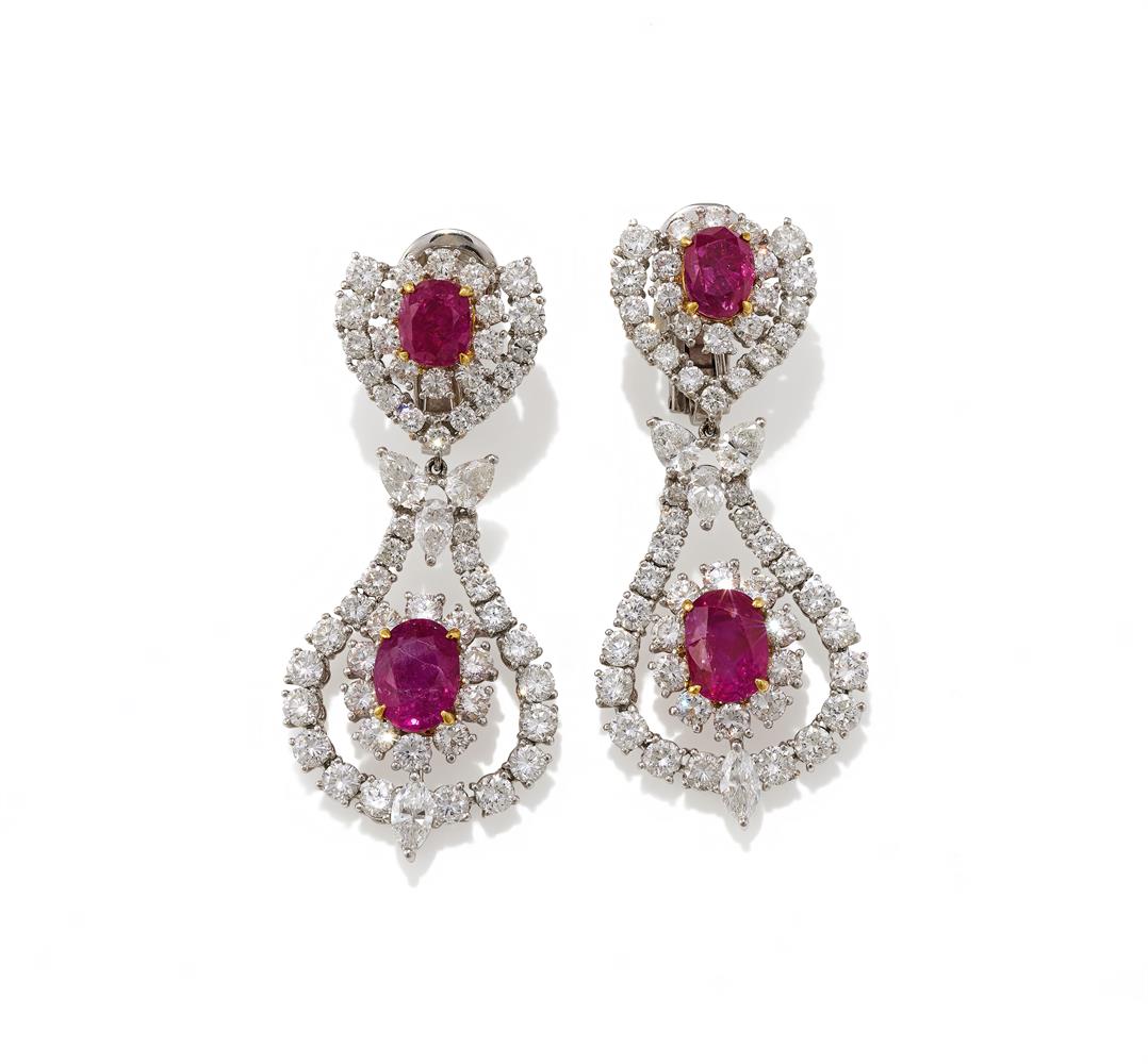 DIANOOR, A RUBY AND DIAMOND NECKLACE AND EARRING SUITE - Image 3 of 3