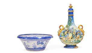 AN ITALIAN MAIOLICA PILGRIM FLASK AND COVER IN SIXTEENTH CENTURY URBINO STYLE, LATE 19TH CENTURY