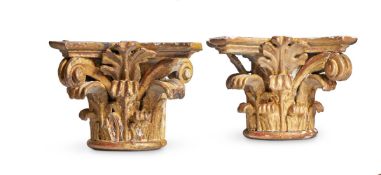 A PAIR OF GILTWOOD CORINTHIAN CAPITALS, LATE 18TH/ EARLY 19TH CENTURY