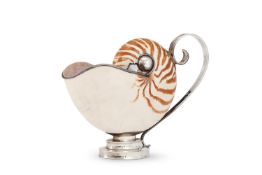 Y A SILVER COLOURED MOUNTED NAUTILUS SHELL