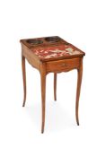 A FRENCH BEECH AND MARBLE INSET WINE SERVING TABLE, 19TH CENTURY