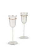 CARTIER, TRINITY, A PAIR OF SILVER COLOURED WINE GOBLETS
