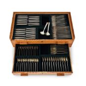 A CASED MATCHED SILVER TABLE SERVICE FOR TWELVE PLACE SETTINGS