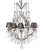 AN ITALIAN BRASS FRAMED, GLASS MOUNTED, EIGHT LIGHT CHANDELIER, LATE 19TH/EARLY 20TH CENTURY