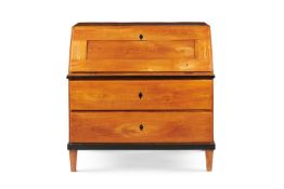 A BIEDERMEIER ASH AND EBONISED BUREAU, 19TH CENTURY