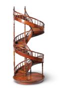 THEODORE ALEXANDER, A VARNISHED WOOD SCALE MODEL OF A SPIRAL STAIRCASE, MODERN