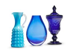 A BLUE AND CLEAR CASED GLASS VASE FOR GUCCI, MODERN