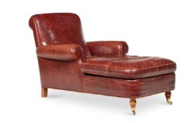 A BROWN LEATHER UPHOLSTERED DAY BED BY BAXTER MILANO, MODERN