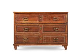 A CONTINENTAL OAK CHEST OF DRAWERS, 18TH CENTURY AND LATER